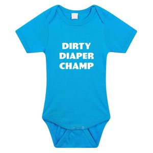 Dirty Diaper Champ tekst rompertje blauw baby