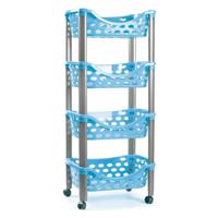 Plasticforte Trolley - keukentrolley op wieltjes - 4-laags - blauw - kunststof - 40 x 88 cm