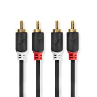 Nedis Stereo-Audiokabel | 2x RCA Male | 2x RCA Male | 10 m | 1 stuks - CABW24200AT100 CABW24200AT100 - thumbnail