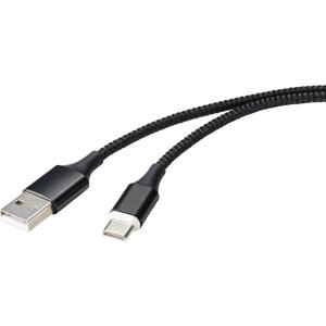 Renkforce USB-kabel USB 2.0 USB-A stekker, USB-C stekker 1.00 m Zwart Magnetische stekker RF-4746076