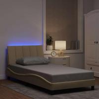 vidaXL Bedframe zonder matras 100x200 cm stof crèmekleurig, bed, bed ombouw, eenpersoonsbed, bedbodem, slaapkamermeubel, 1 persoonsbed, logeerbed