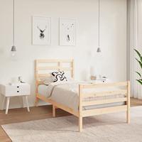 vidaXL Bedframe massief hout 75x190 cm, bed, ledikant, massief houten bedframe, bedbodem, bed frame, slaapmeubel, eenpersoonsbed, bedden, bedbodems