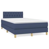 vidaXL Boxspring met matras en LED stof blauw 120x190 cm, bed, boxspringbed, tweepersoonsbed, slaapmeubel, boxspring bed, bed met matras, bedframe