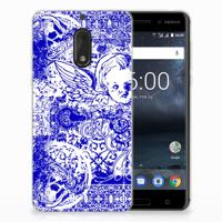 Silicone Back Case Nokia 6 Angel Skull Blauw