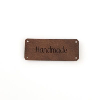 Leren label 'Handmade' 20x50mm - 3 stuks