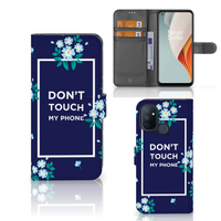 OnePlus Nord N100 Portemonnee Hoesje Flowers Blue DTMP - thumbnail