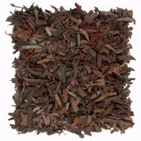 vidaXL Kussen shaggy hoogpolig 60x60 cm leer en katoen bruin