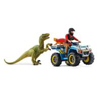 Schleich Dinosaurs - Vlucht op de quad voor Velociraptor speelfiguur