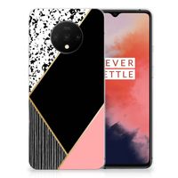 OnePlus 7T TPU Hoesje Zwart Roze Vormen - thumbnail