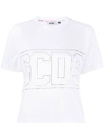 GCDS t-shirt crop à logo clouté - Blanc