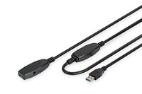 DIGITUS Actieve USB 3.0 verlengkabel - Repeater kabel - USB A male naar USB A female - 10m - 5 Gbit/s - Plug & Play - Hotswap - LED functie-indicator - zwart