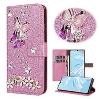 telefoon hoesje Voor Samsung Galaxy S24 S23 S22 S21 S20 Plus Ultra A55 A35 A25 A15 5G A54 A34 A14 Note 20 Ultra A53 A33 Wallet Card Case Strass Magnetisch Glitterglans Vlinder Glitterglans PU-nahka Lightinthebox