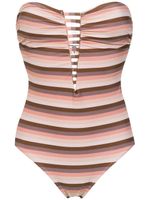 Amir Slama striped swimsuit - Marron - thumbnail