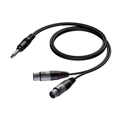 Procab CAB734/1.5 Verloopkabel 1x Stereo jack naar 2x XLR female 150cm
