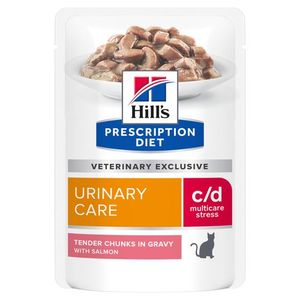 Hill&apos;s C/D Multicare Stress Urinary kat natvoer Zalm 12x85g maaltijdzakje multipack