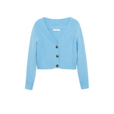 Mango gebreid vest met textuur blauw