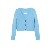 Mango gebreid vest met textuur blauw