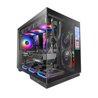 Mars Gaming MC-MIRAGE, Gaming Behuizing ATX, 7,2” LCD IPS Scherm Personaliseerbaar, Doorlopend Gehard Glas Voor- en Zijpaneel, Dubbele Kamerstructuur, Ondersteuning Waterkoeling tot 360mm, Zwart