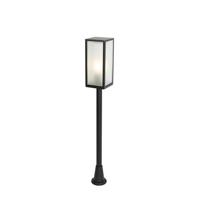 QAZQA Staande buitenlamp zwart met ribbel glas 100 cm IP44 - Charlois