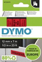 Dymo D1 tape 12 mm, zwart op rood - thumbnail