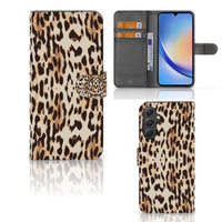 Samsung Galaxy A24 4G Telefoonhoesje met Pasjes Leopard - thumbnail