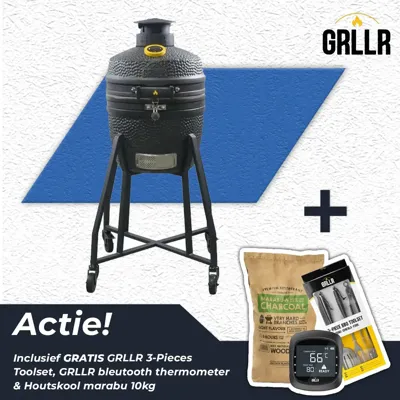 GRLLR Ember Classic 16 Onderstel Charocal Black Kamado BBQ Mat Zwart Trolley Stand