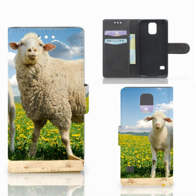 Samsung Galaxy S5 | S5 Neo Telefoonhoesje met Pasjes Schaap en Lammetje Samsung Galaxy S5 | S5 Neo Telefoonhoesje met Pasjes Schaap en Lammetje