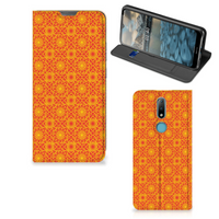 Nokia 2.4 Hoesje met Magneet Batik Oranje