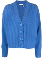 See by Chloé cardigan en maille nervurée à col v - Bleu - thumbnail