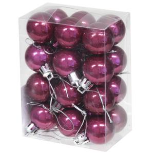 Othmar Decorations mini kerstballen - 24x stuks - 3 cm - orchidee roze - kunststof