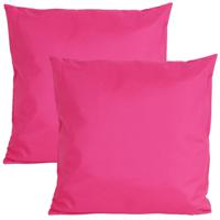 Buiten of tuin sier kussens - 2x - fuchsia roze - 45 x 45 cm - binnen/buiten - tuinbank - thumbnail