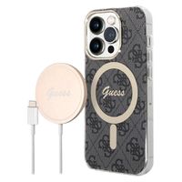 Guess 4G Edition Bundle Pack iPhone 14 Pro Hoesje & Draadloze Oplader - Zwart - thumbnail