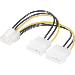 Renkforce Stroom Y-kabel [2x IDE-stroomstekker 4-polig - 1x PCIe-stekker 8-polig] 0.15 m Geel, Zwart