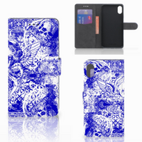 Telefoonhoesje met Naam Apple iPhone Xs Max Angel Skull Blauw