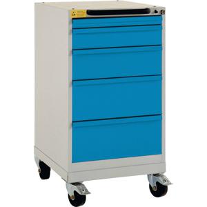 Manuflex LS1044.5012 ESD-lade kast BASETEC mobiel, gebruiksh. 700 mm met 5 lades, in licht blauw RAL 5012 ESD