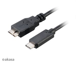 Akasa C/micro-B, 1m USB-kabel USB 3.2 Gen 2 (3.1 Gen 2) USB C Micro-USB B Zwart