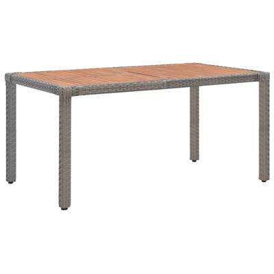 vidaXL Tuintafel 150x90x75 cm poly rattan en massief acaciahout grijs