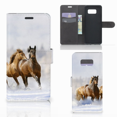 Samsung Galaxy S8 Plus Telefoonhoesje met Pasjes Paarden Samsung Galaxy S8 Plus Telefoonhoesje met Pasjes Paarden