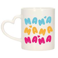 Bellatio Decorations Cadeau koffie/thee mok voor mama - multi - hartjes/liefdes oor - Moederdag   -