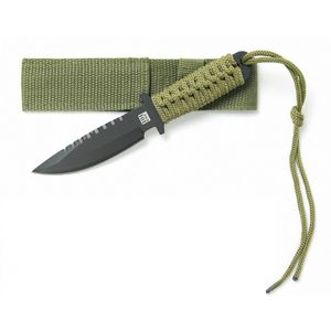 Outdoor survival mes groen met nylon hoes   -