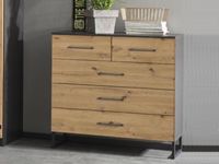 Commode BUTTO 5 lades artisan eik/metaalgrijs