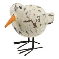 Beeldje Ronde Houten Vogel - Wit - thumbnail