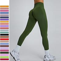 Dames Yogabroek Yoga legging Elastische tailleband Hoge taille Yoga Sportschooltraining Pilates Panty Geel Leger Groen Licht Paars Sport Sportkleding Rekbaar Slank Lightinthebox