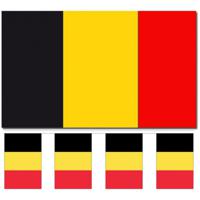 Belgie versiering/feestartikelen set - vlag 90 x 150 cm - vlaggenlijn van 300 cm - landen