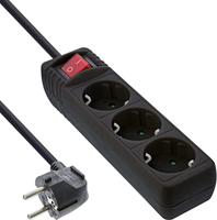 InLine 16433S stekkerdoos 3 m 3 AC-uitgangen, zwart – stekkerdoos (3 m, 3 AC-uitgang(en), kunststof, zwart, 230 V, 3500 W)