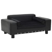 vidaXL Hondenbank Mand Hondenbed Hondenmeubel Hond Bank Pluche Kunstleer Zwart