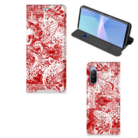 Mobiel BookCase Sony Xperia 10 III Angel Skull Rood