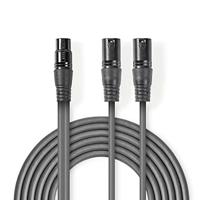 Nedis 1x XLR (v) - 2x XLR (m) audiokabel - 1,5 meter