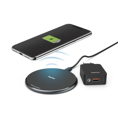 Hama QI-FC10 Smartphone Zwart AC, USB Draadloos opladen Snel opladen Binnen