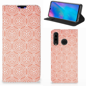 Huawei P30 Lite New Edition Hoesje met Magneet Pattern Orange